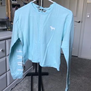 Pink Victoria’s Secret long sleeved crop top